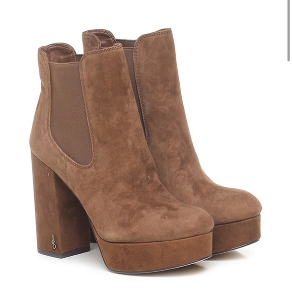 Sam Edelman Brown Suede Platform Ankle Boot - Picture 2 of 8